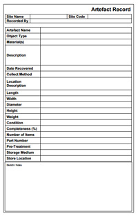 Finds Recording Form